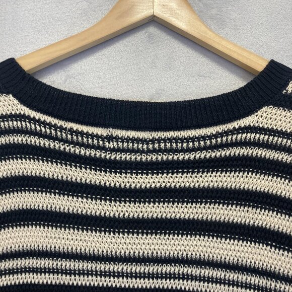 Future Collective Open Knit Sweater Vest Womens 3X Striped Scalloped Navy Blue - Picture 10 of 10